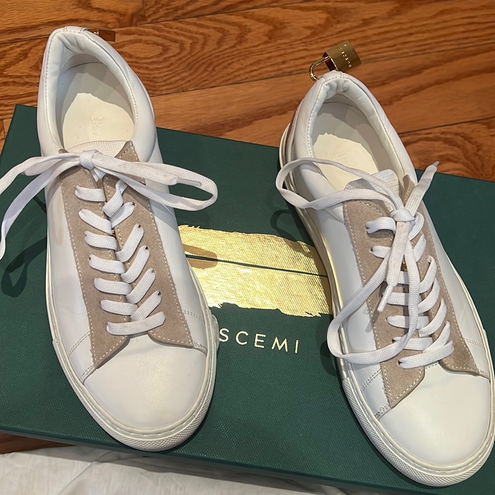 Buscemi white leather lock sneaker